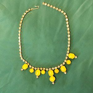 Vintage 60's Yellow Rhinestone Choker Necklace